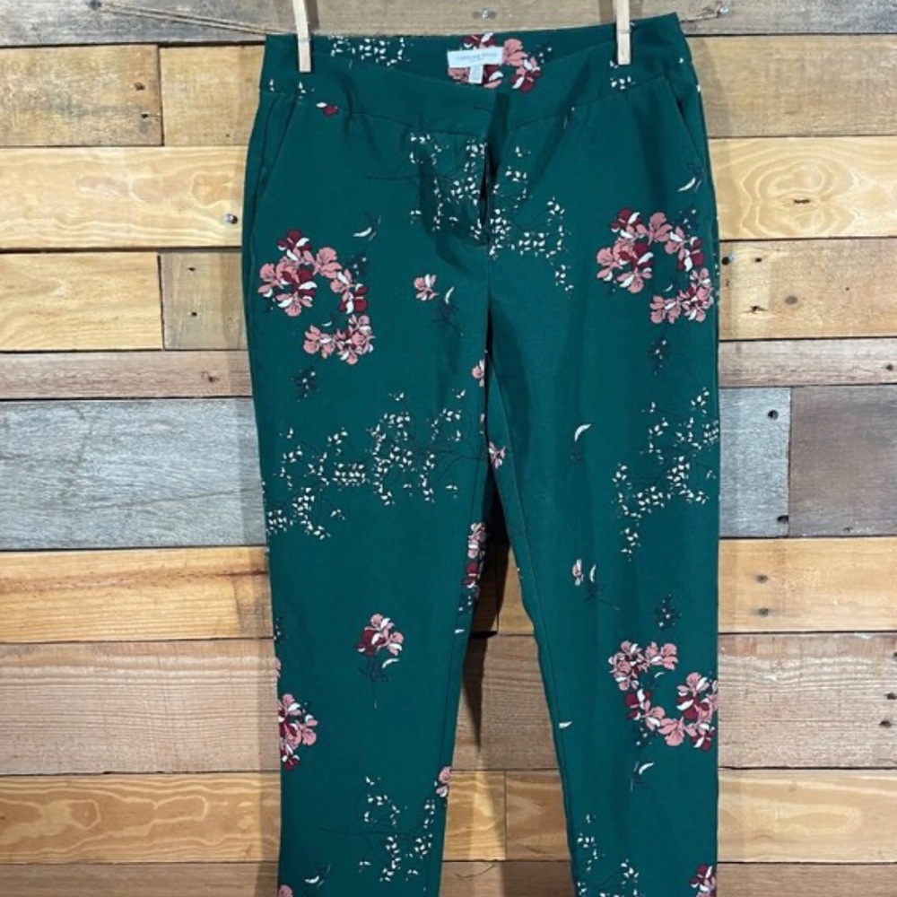 Carolina Belle Dark Green Floral Dress Pants
